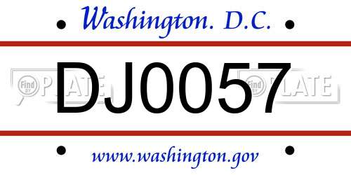 DJ0057 District Of Columbia License Plate