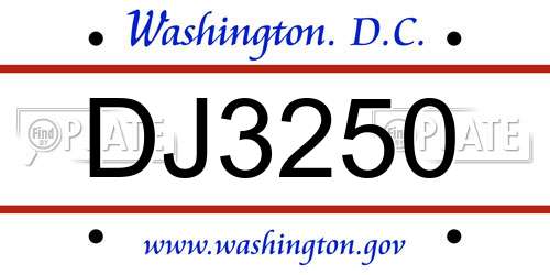 DJ3250 District Of Columbia License Plate