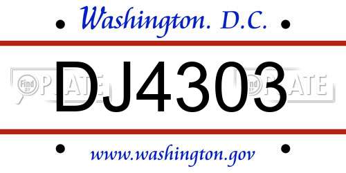 DJ4303 District Of Columbia License Plate