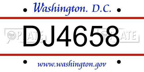DJ4658 District Of Columbia License Plate