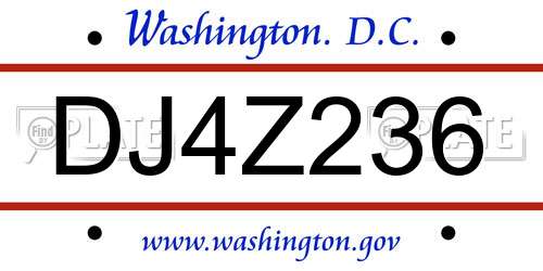 DJ4Z236 District Of Columbia License Plate
