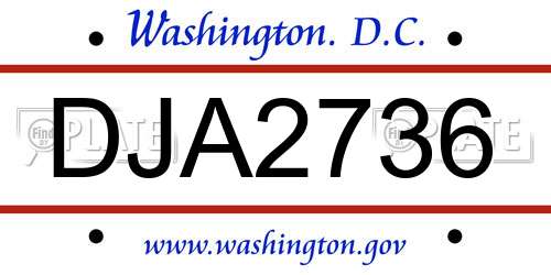DJA2736 District Of Columbia License Plate