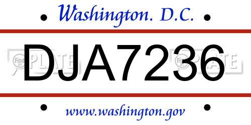 DJA7236 District Of Columbia License Plate