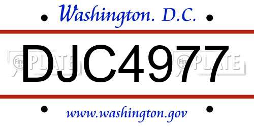 DJC4977 District Of Columbia License Plate