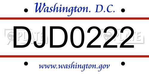 DJD0222 District Of Columbia License Plate
