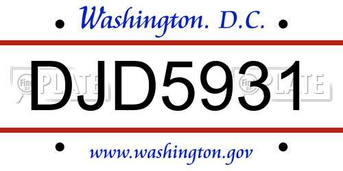 DJD5931 District Of Columbia License Plate