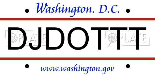 DJDOTTT District Of Columbia License Plate