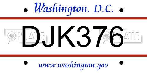 DJK376 District Of Columbia License Plate