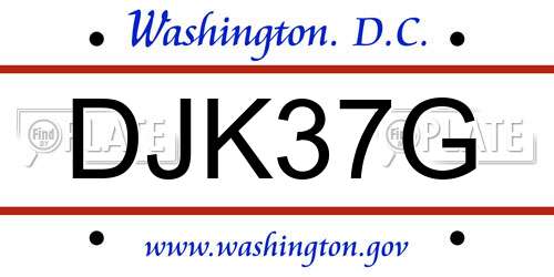 DJK37G District Of Columbia License Plate