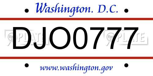 DJO0777 District Of Columbia License Plate