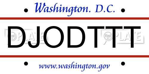 DJODTTT District Of Columbia License Plate