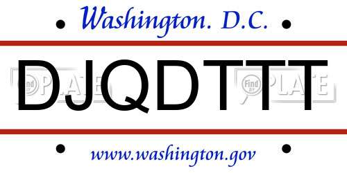 DJQDTTT District Of Columbia License Plate