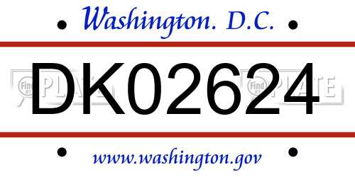 DK02624 District Of Columbia License Plate