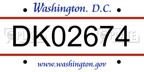 DK02674 District Of Columbia License Plate