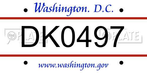 DK0497 District Of Columbia License Plate