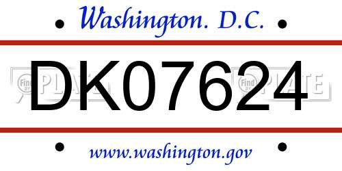 DK07624 District Of Columbia License Plate