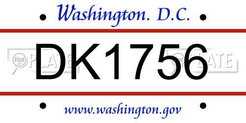 DK1756 District Of Columbia License Plate