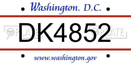 DK4852 District Of Columbia License Plate