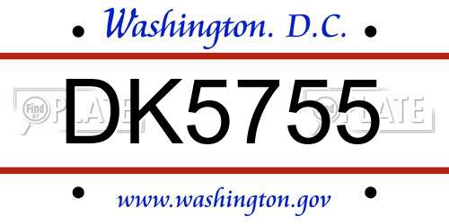 DK5755 District Of Columbia License Plate