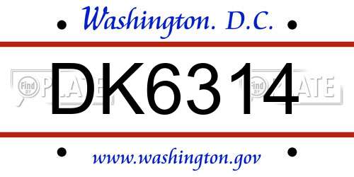 DK6314 District Of Columbia License Plate