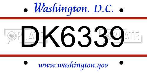 DK6339 District Of Columbia License Plate