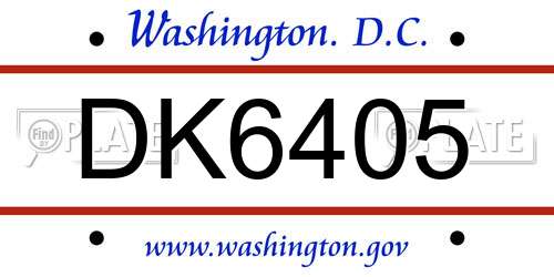 DK6405 District Of Columbia License Plate