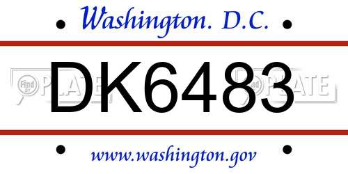 DK6483 District Of Columbia License Plate