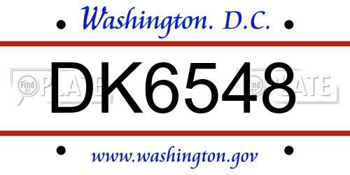 DK6548 District Of Columbia License Plate