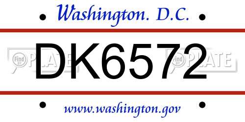 DK6572 District Of Columbia License Plate