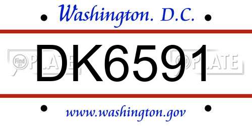 DK6591 District Of Columbia License Plate