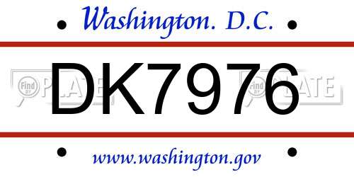 DK7976 District Of Columbia License Plate