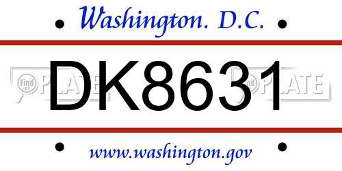 DK8631 District Of Columbia License Plate