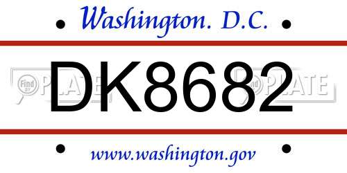 DK8682 District Of Columbia License Plate