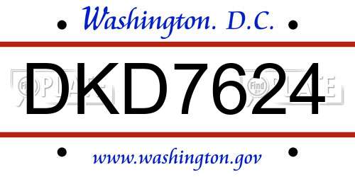 DKD7624 District Of Columbia License Plate