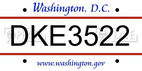 DKE3522 District Of Columbia License Plate