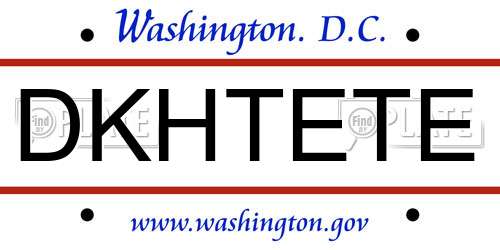 DKHTETE District Of Columbia License Plate