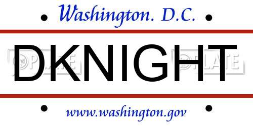 DKNIGHT District Of Columbia License Plate