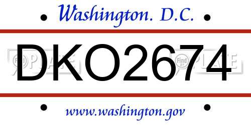 DKO2674 District Of Columbia License Plate
