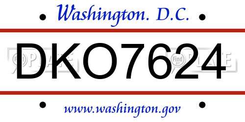 DKO7624 District Of Columbia License Plate