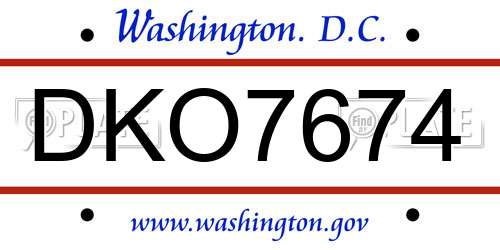DKO7674 District Of Columbia License Plate
