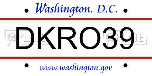 DKRO39 District Of Columbia License Plate