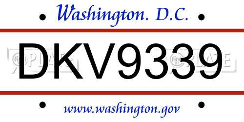 DKV9339 District Of Columbia License Plate