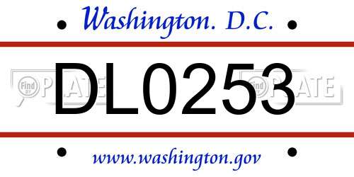 DL0253 District Of Columbia License Plate