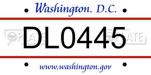 DL0445 District Of Columbia License Plate