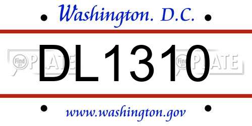 DL1310 District Of Columbia License Plate