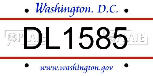 DL1585 District Of Columbia License Plate