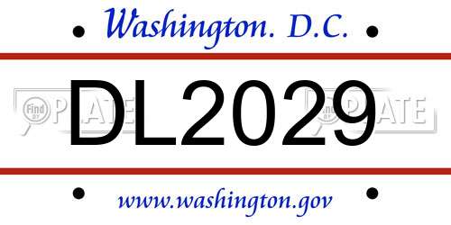 DL2029 District Of Columbia License Plate