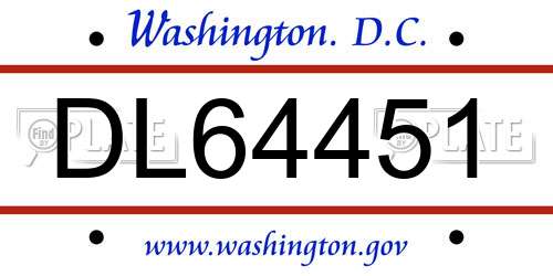 DL64451 District Of Columbia License Plate
