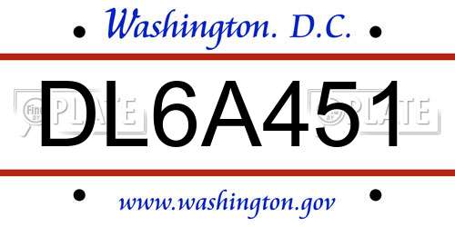 DL6A451 District Of Columbia License Plate