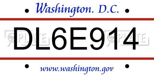 DL6E914 District Of Columbia License Plate
